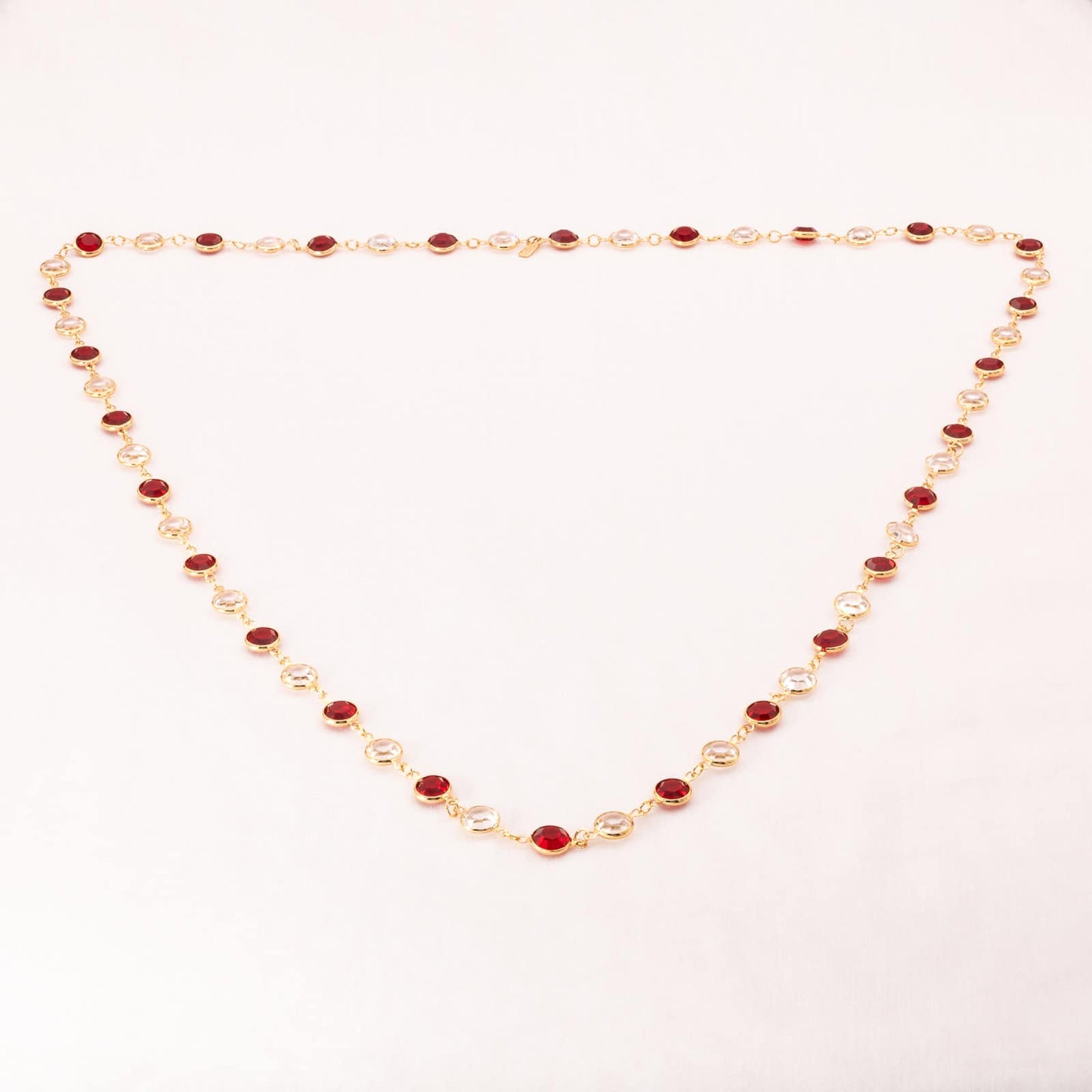 Swarovski-Halskette-runde-Kristalle-rot-weiß-vergoldete-Fassung