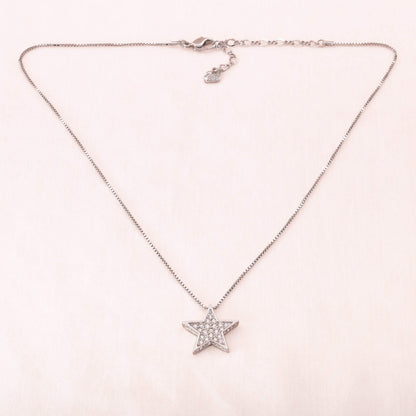 Swarovski-Halskette-Stern-Anhänger-silberfarben