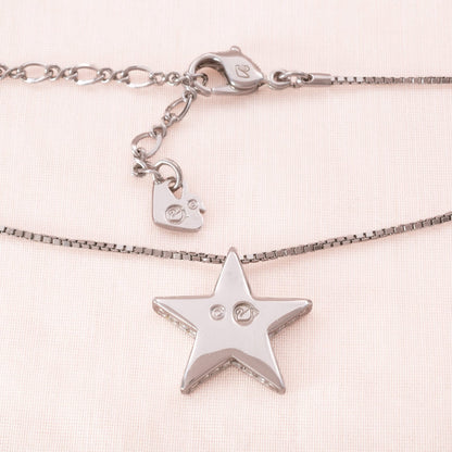 Swarovski-Halskette-Stern-Anhänger-silberfarbene-Rückseite-signiert