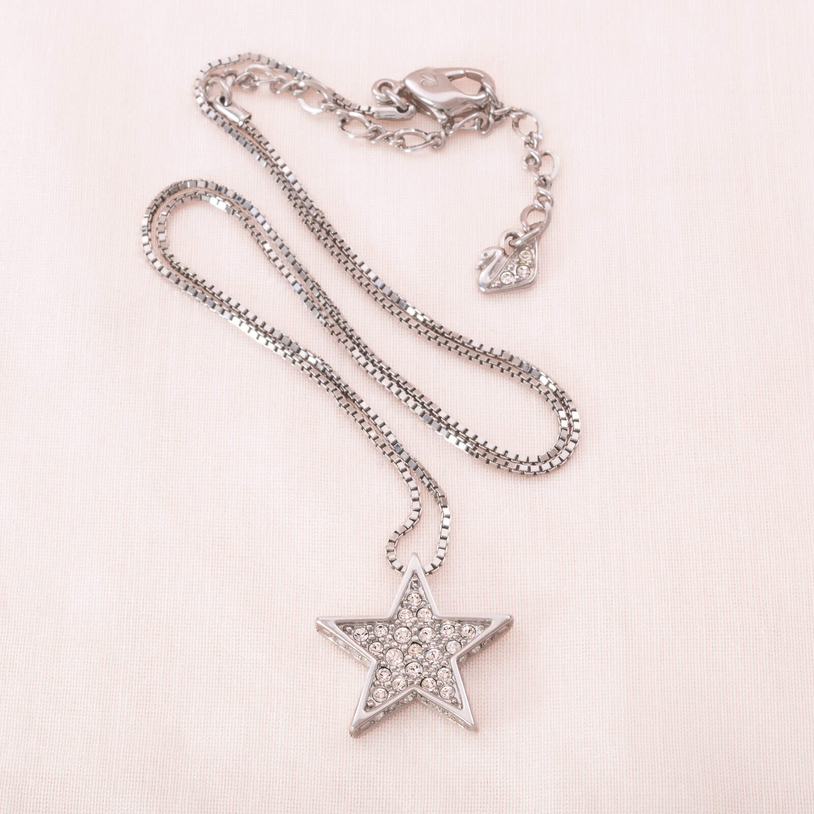 Swarovski-Halskette-Stern-Anhänger-silberfarben