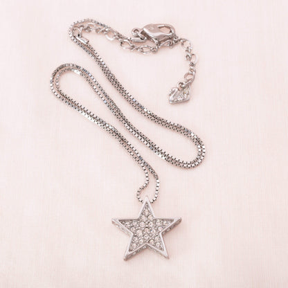 Swarovski-Halskette-Stern-Anhänger-silberfarben