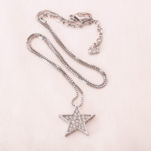 Swarovski-Halskette-Stern-Anhänger-silberfarben