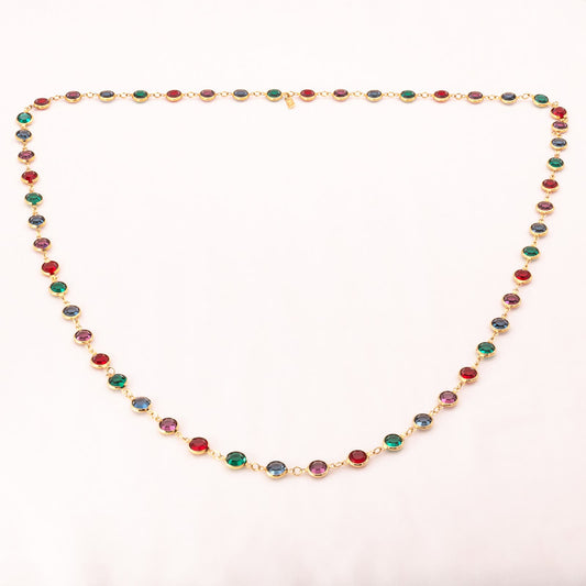 Swarovski-Halskette-runde-Kristalle-mehrfarbig-vergoldete-Fassung