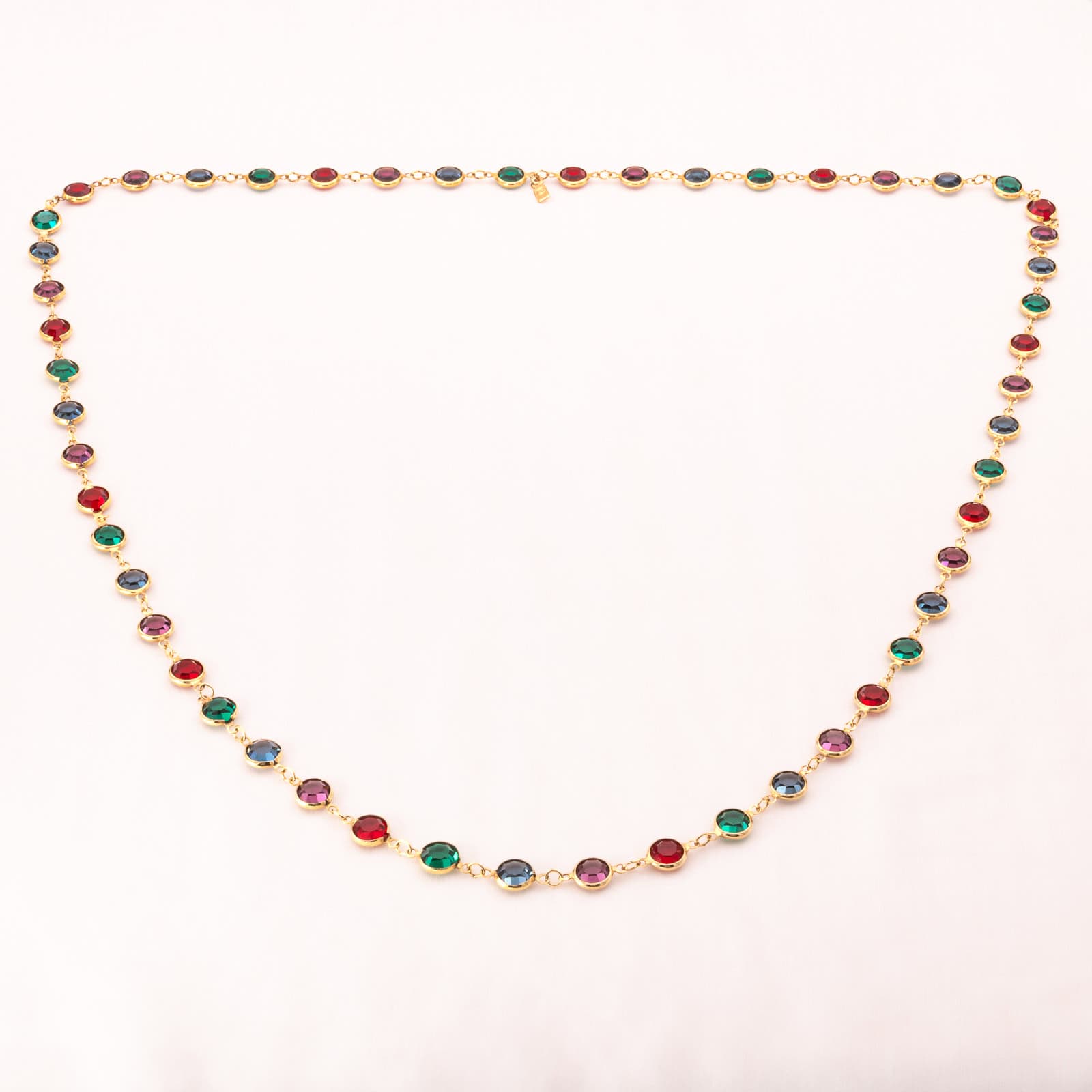 Swarovski-Halskette-runde-Kristalle-mehrfarbig-vergoldete-Fassung