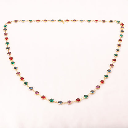 Swarovski-Halskette-runde-Kristalle-mehrfarbig-vergoldete-Fassung