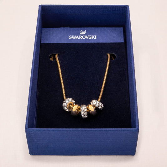 Swarovski-Halskette-vergoldet-fünf-Charm-Anhänger-in-Original-Box