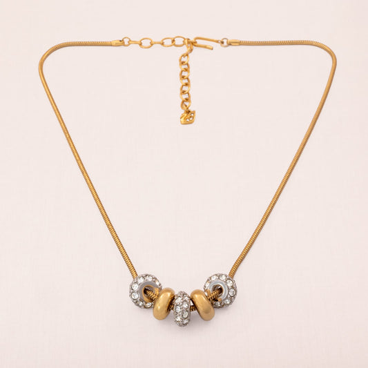 Swarovski-Halskette-vergoldet-fünf-Charm-Anhänger