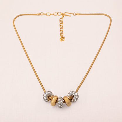Swarovski-Halskette-vergoldet-fünf-Charm-Anhänger