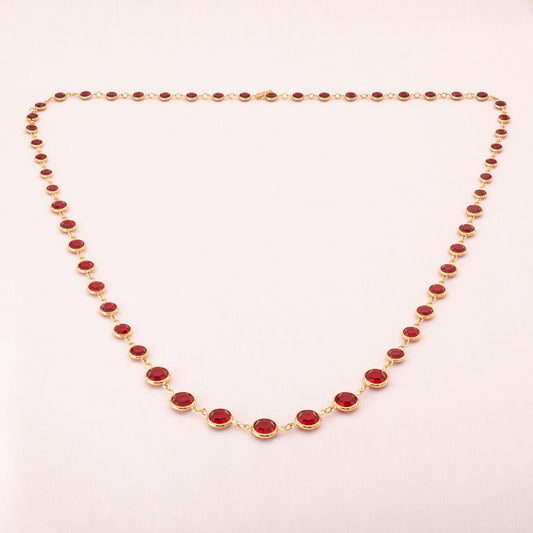 Swarovski-Halskette-rote-graduierte-Kristalle-vergoldete-Fassung