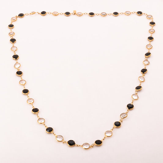 Swarovski-Halskette-runde-Kristalle-Schwarzweiß