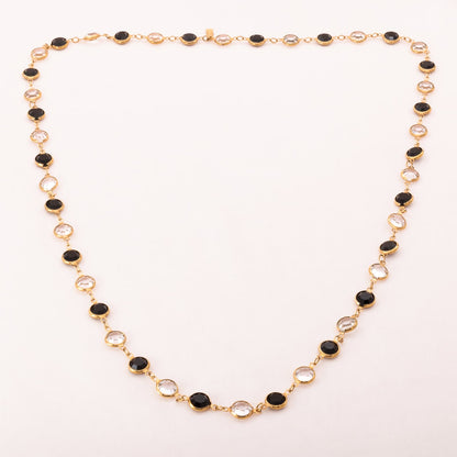 Swarovski-Halskette-runde-Kristalle-Schwarzweiß