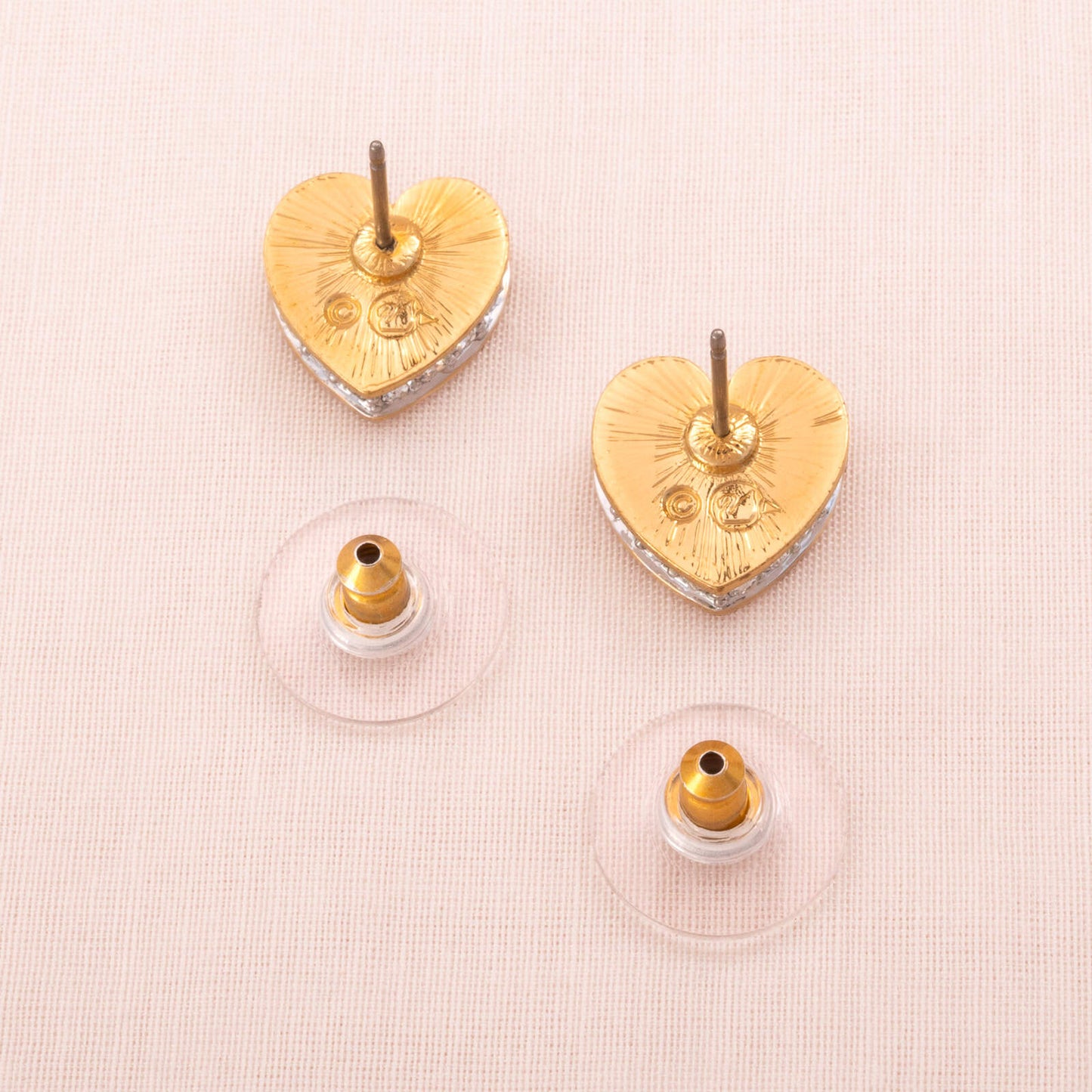 Swarovski-Herz-Ohrringe-vergoldete-Rückseiten-Schwan-Signatur