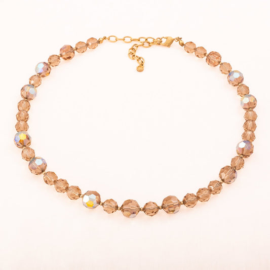 Swarovski-Kristallperlen-Halskette-matt-vergoldeter-Verschluss