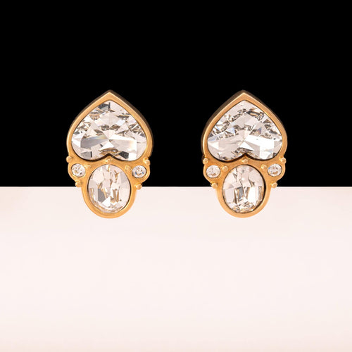 SWAROVSKI clip-on earrings heart cut crystals vintage