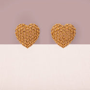 SWAROVSKI Vintage Ohrclips Herz vergoldet Kristalle beige eleganter Schmuck