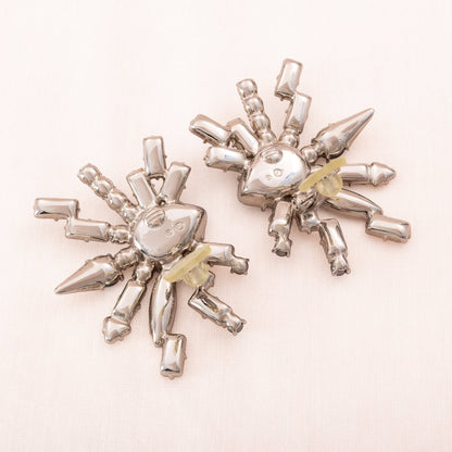Swarovski-Ohrclips-Satelit-Design-rhodinierte-Rückseiten-Schwan-signiert