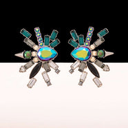 SWAROVSKI ausgefallene Satellit Ohrclips grüne Kristalle
