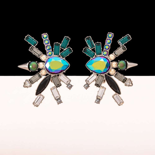 SWAROVSKI ausgefallene Satellit Ohrclips grüne Kristalle