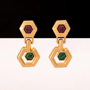 SWAROVSKI Ohrringe vergoldete Hänger mit grünem und violettem Kristall