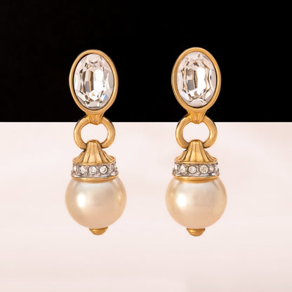 Swarovski-Ohrringe-ovale-Kristalle-vergoldete-Fassung-Perlen-Hänger