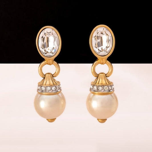 Swarovski-Ohrringe-ovale-Kristalle-vergoldete-Fassung-Perlen-Hänger