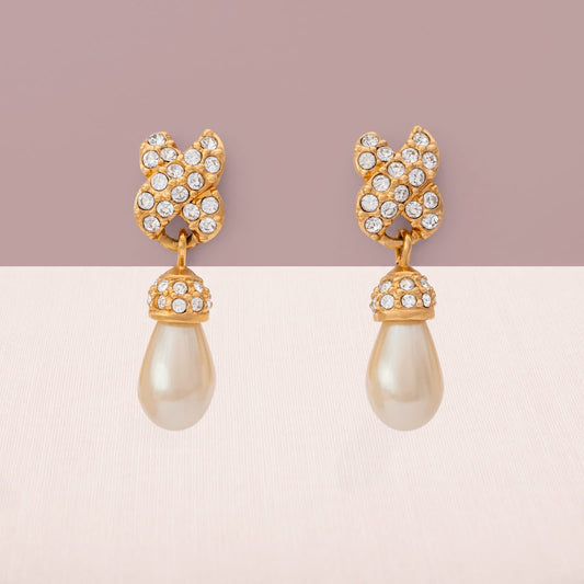 Swarovski-Ohrringe-Perlen-Tropfen-Hänger-Kristalle-vergoldet