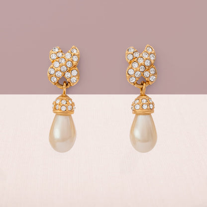 Swarovski-Ohrringe-Perlen-Tropfen-Hänger-Kristalle-vergoldet