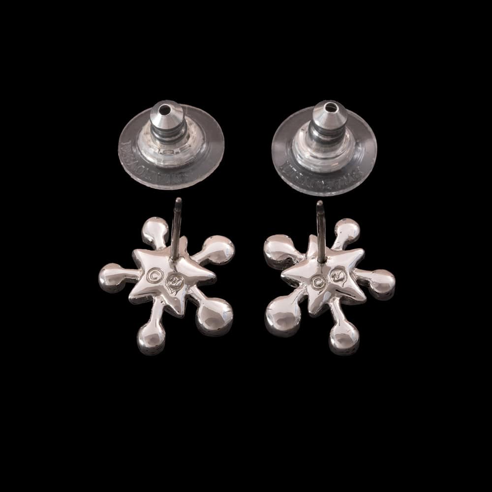 Swarovski-Ohrringe-Schneeflocken-Sterne-rhodinierte-Rückseiten-signiert
