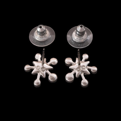 Swarovski-Ohrringe-Schneeflocken-Sterne-rhodinierte-Rückseiten-signiert