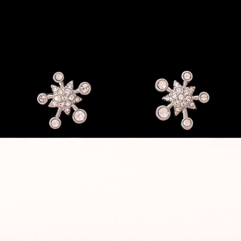 Swarovski-Ohrringe-Schneeflocken-Sterne-rhodiniert-Kristall-besetzt
