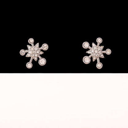 Swarovski-Ohrringe-Schneeflocken-Sterne-rhodiniert-Kristall-besetzt
