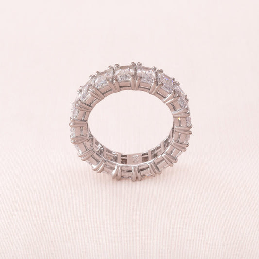 Swarovski-Ring-silberfarben-Baguettesteine-Schwan-Signatur