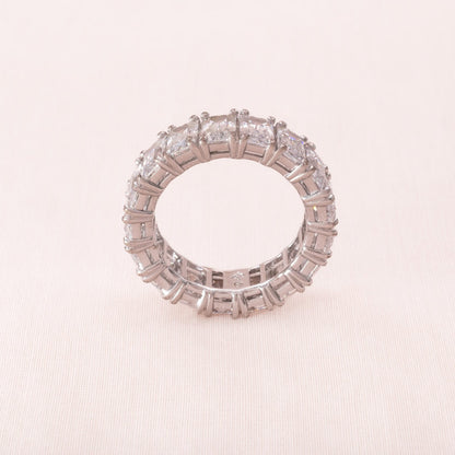 Swarovski-Ring-silberfarben-Baguettesteine-Schwan-Signatur