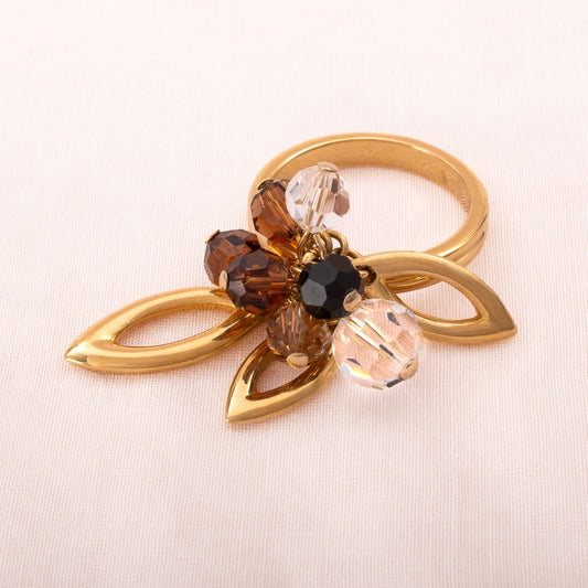 Swarovski-verspielter-Ring-mit-Kristallperlen-in-braun-schwarz-transparent