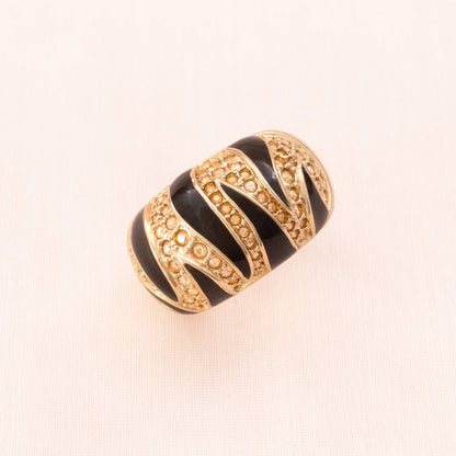 Swarovski-Ring-vergoldet-schwarze-Emaille-Kristalle