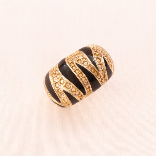 Swarovski-Ring-vergoldet-schwarze-Emaille-Kristalle