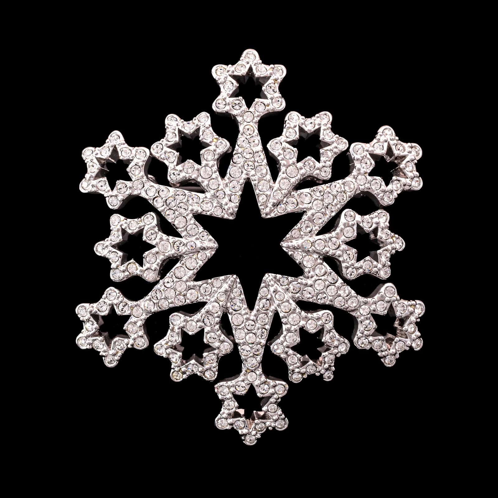 Swarovski-große-Schneeflocken-Stern-Brosche-silberfarben-Kristall-besetzt