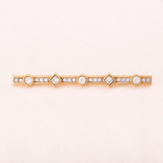 Swarovski-Stabbrosche-vergoldet-quadratische-runde-Kristalle