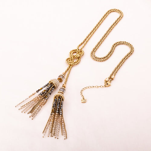 SWAROVSKI long necklace with crystal tassels