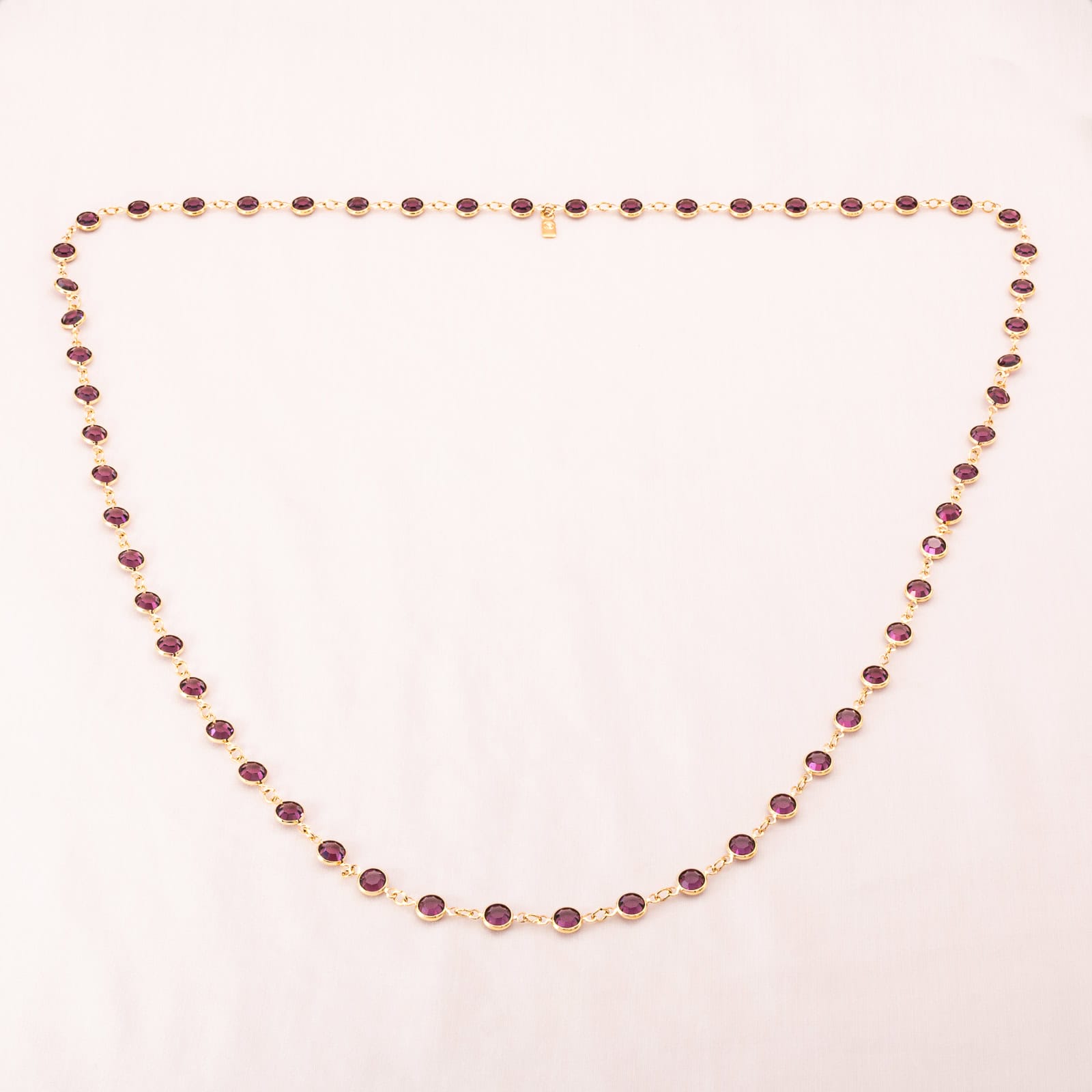 Swarovski-Halskette-lila-runde-Kristalle-in-vergoldeter-Fassung