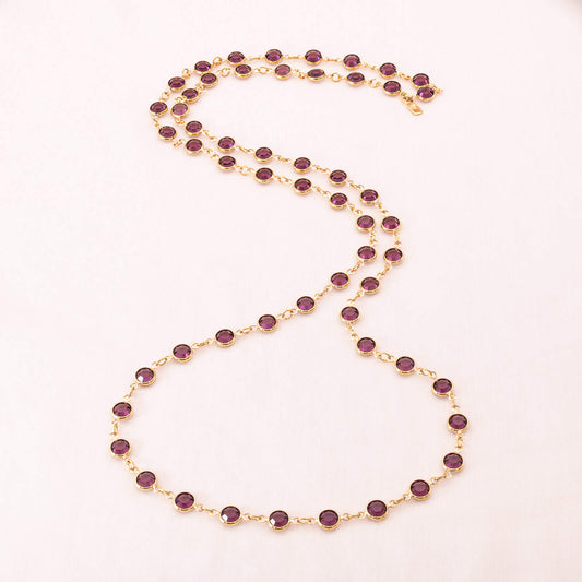 Swarovski-Halskette-lila-runde-Kristalle-in-vergoldeter-Fassung