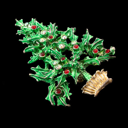 Tancer-Weihnachtsbaum-Brosche-grün-Strass-rot-weiß