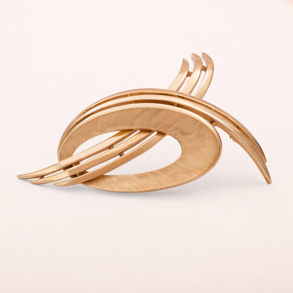 Trifari-Brosche-vergoldet-Space-age-Design