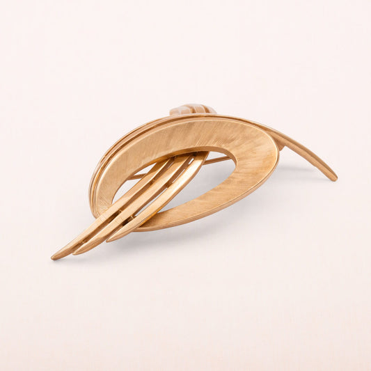 Trifari-Brosche-vergoldet-Space-age-Design