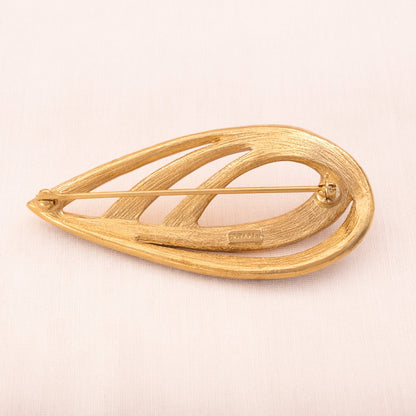 TRIFARI brooch gold-plated abstract with black enamel 1990s vintage