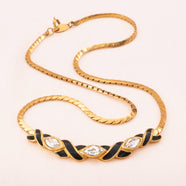 TRIFARI Vintage Halskette mit Navette Kristallen und schwarzen Emaille Kreuzen