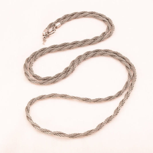 Trifari-Kordelkette-silberfarben-T-Signatur