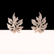 TRIFARI Ohrclips silberfarbene strukturierte Blätter Vintage Schmuck