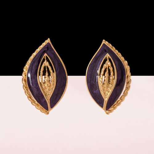 TRIFARI elegant purple ear clips from the 1990s