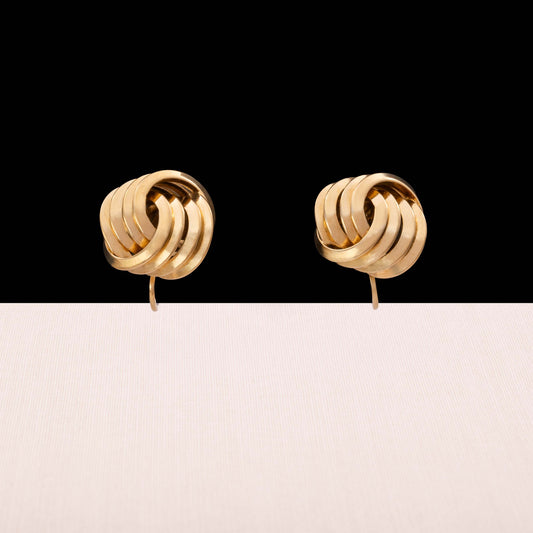 Trifari-Ohrclips-Knoten-Design-vergoldet